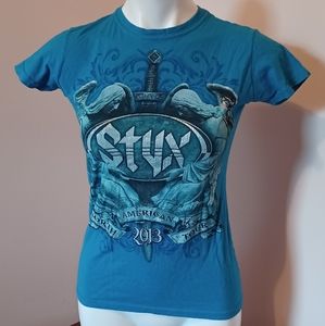 Styx 2013 North American Tour Merchandise T-shirt, Blue, Size Small